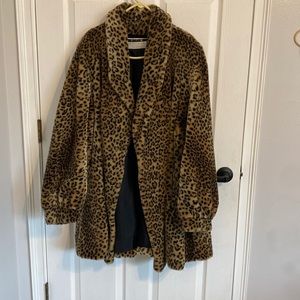 Leopard Print Faux Fur Coat